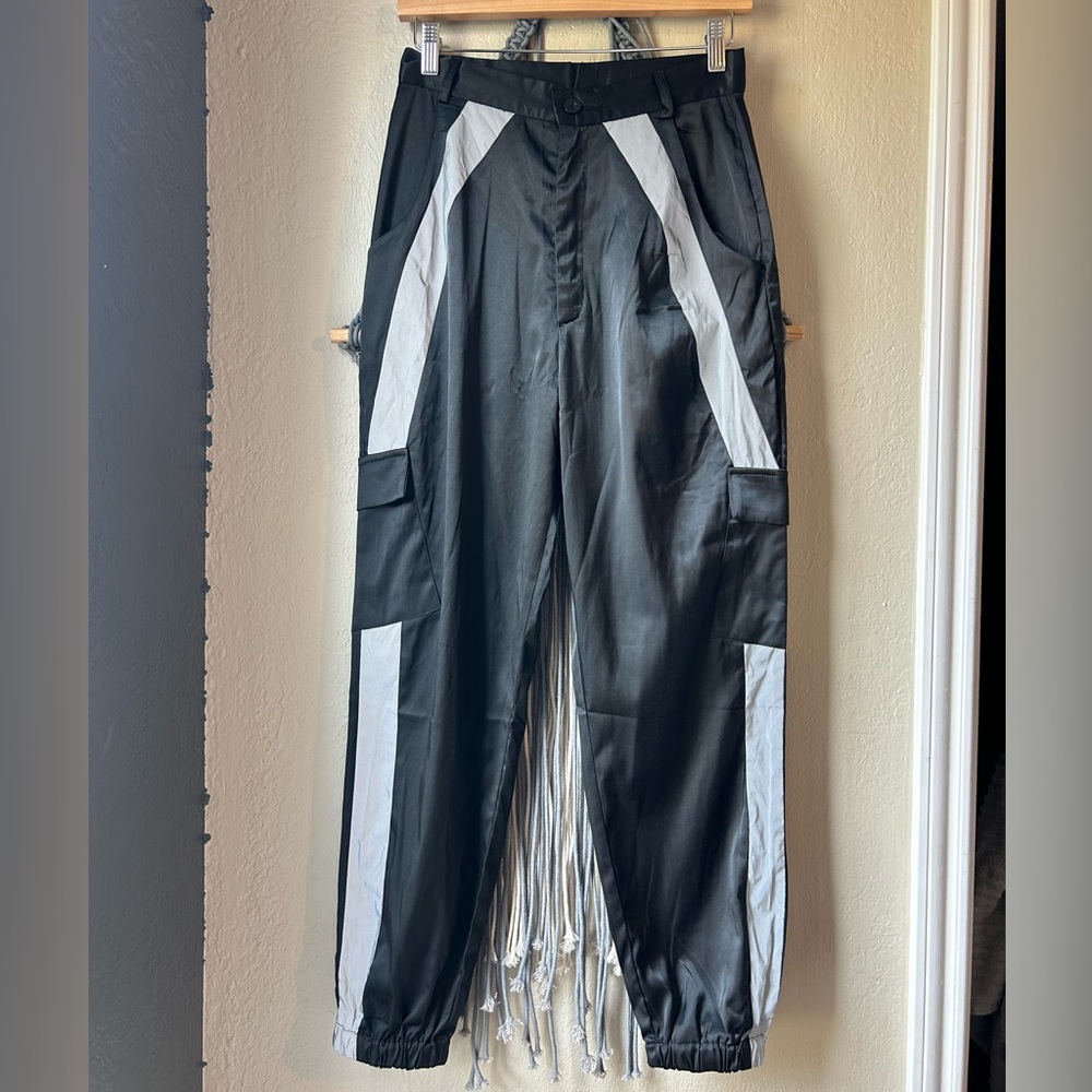 Festival/Rave Ready in Black and White Reflective Cargo Pants